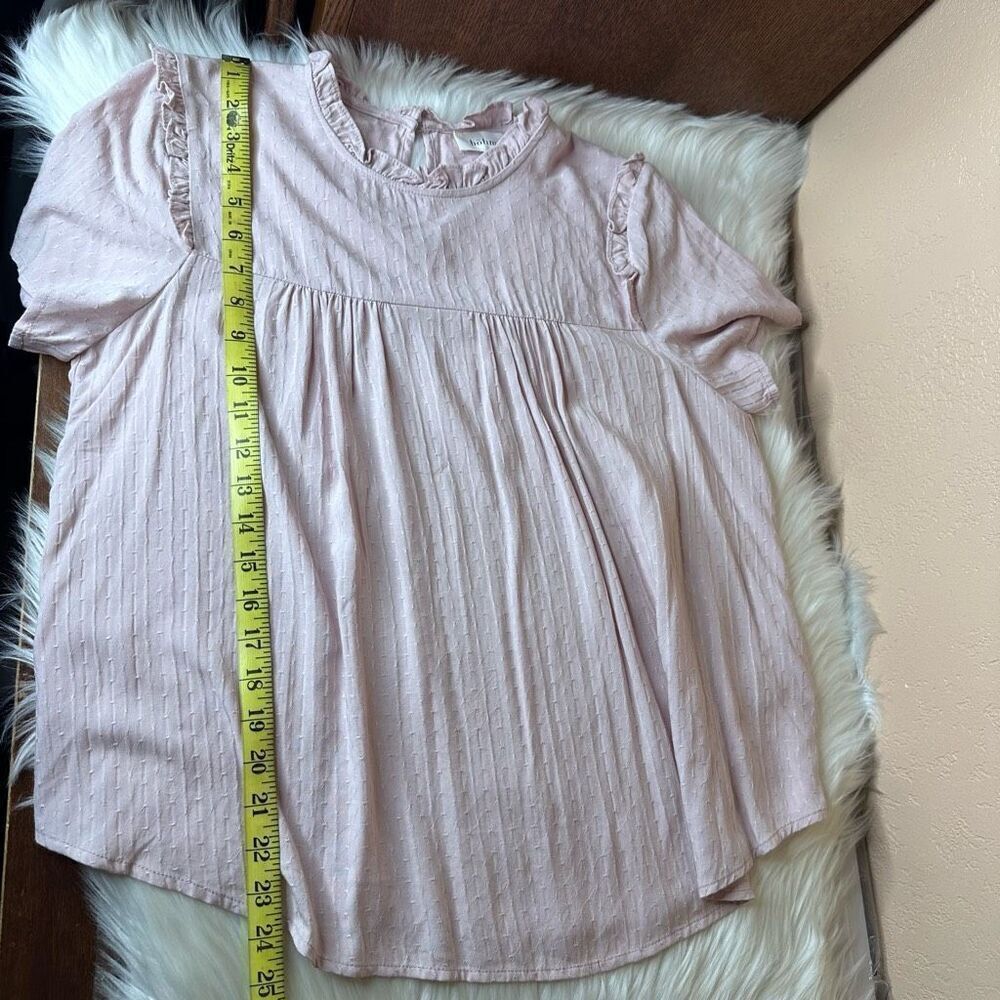 Bohme Ruffle Short Sleeve Top in Rose Size Small - Picture 7 of 16